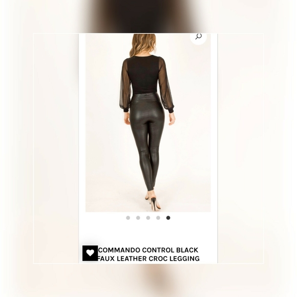 Commando Control Black Faux Leather Croc Leggings - Picture 2 of 3